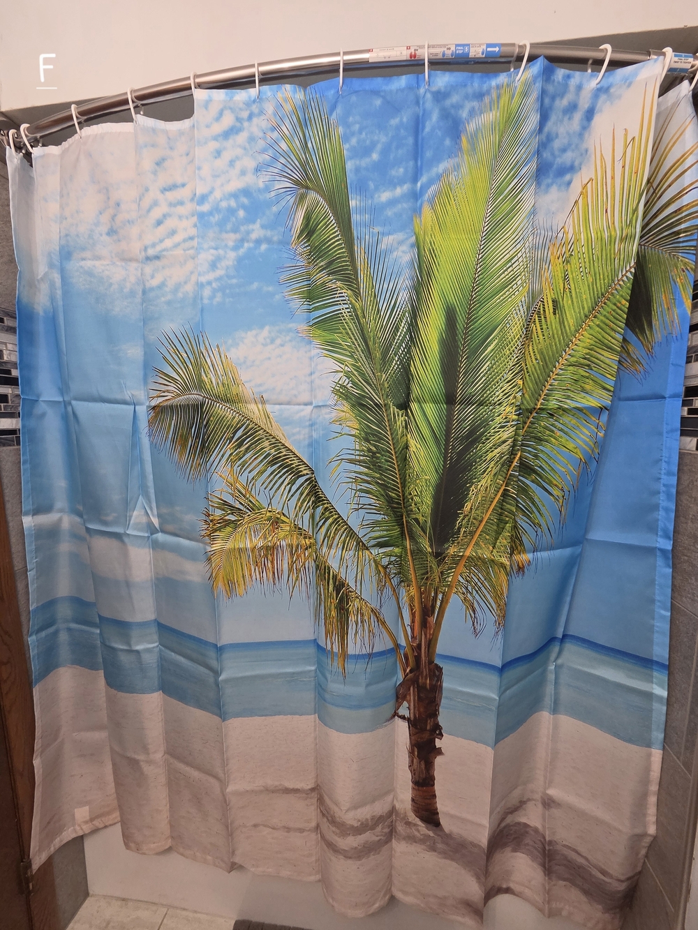 Tropical Palm Beach Shower Water Resistant Fabric Shower Curtain